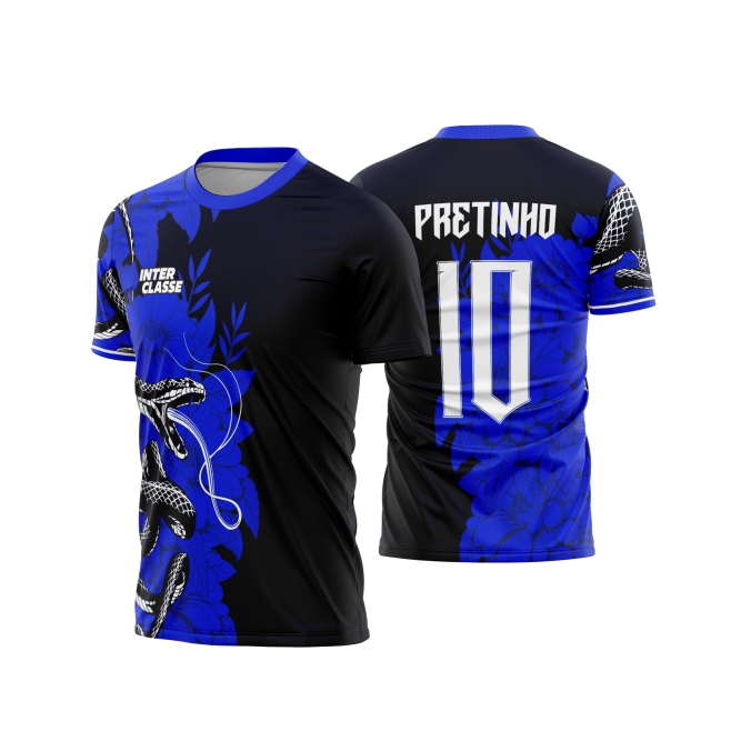 Template Interclasses - Camisa - Serpente Blue floral 26 - ARTE VETOR
