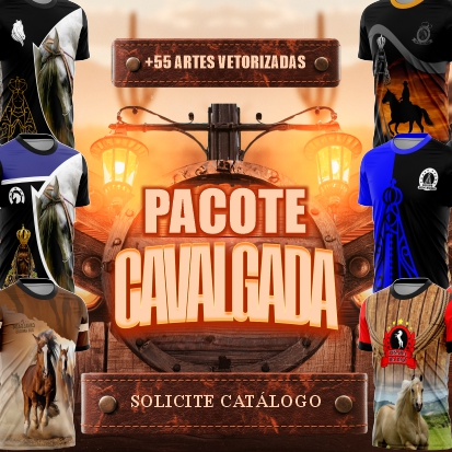 Pacote Cavalgada - Cavalo - Template Camisa - Arte Vetor Cdr